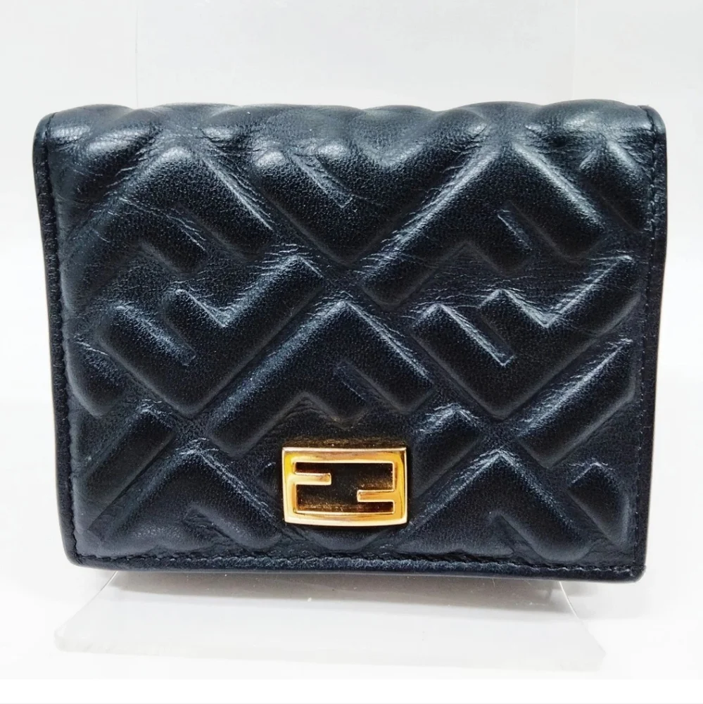 Fendi Black Nappa Leather Compact Wallet